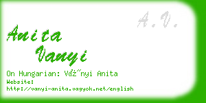 anita vanyi business card